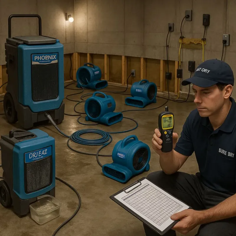 Structural Drying and Dehumidification process in Bethel, NC